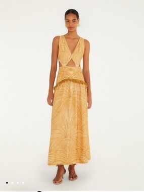 Farm Rio Caramel Usiacuri Cut-Out Maxi Dress